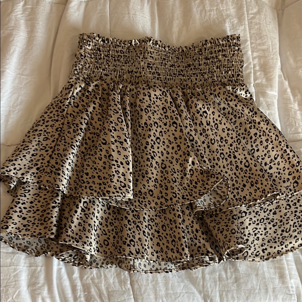 Leopard Print Tiered Skirt